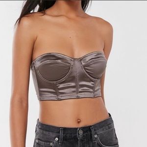 Urban outfitters | out from under | grey satin bustier | size SM